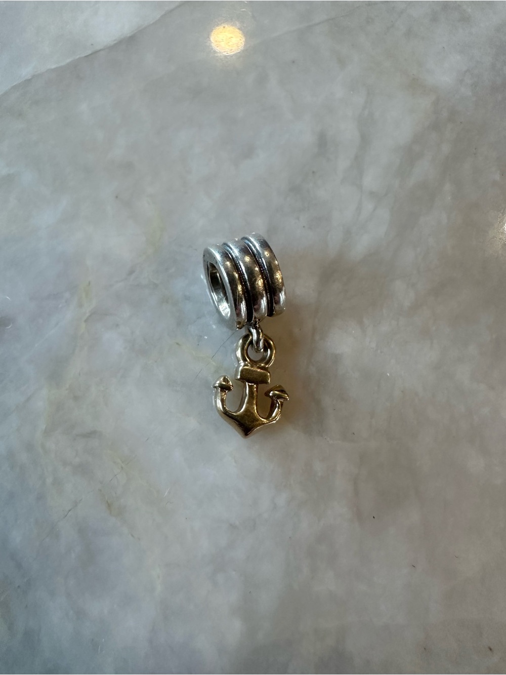 Pandora Sterling Silver and 14k solid gold retired Anchor charm - Picture 2 of 3